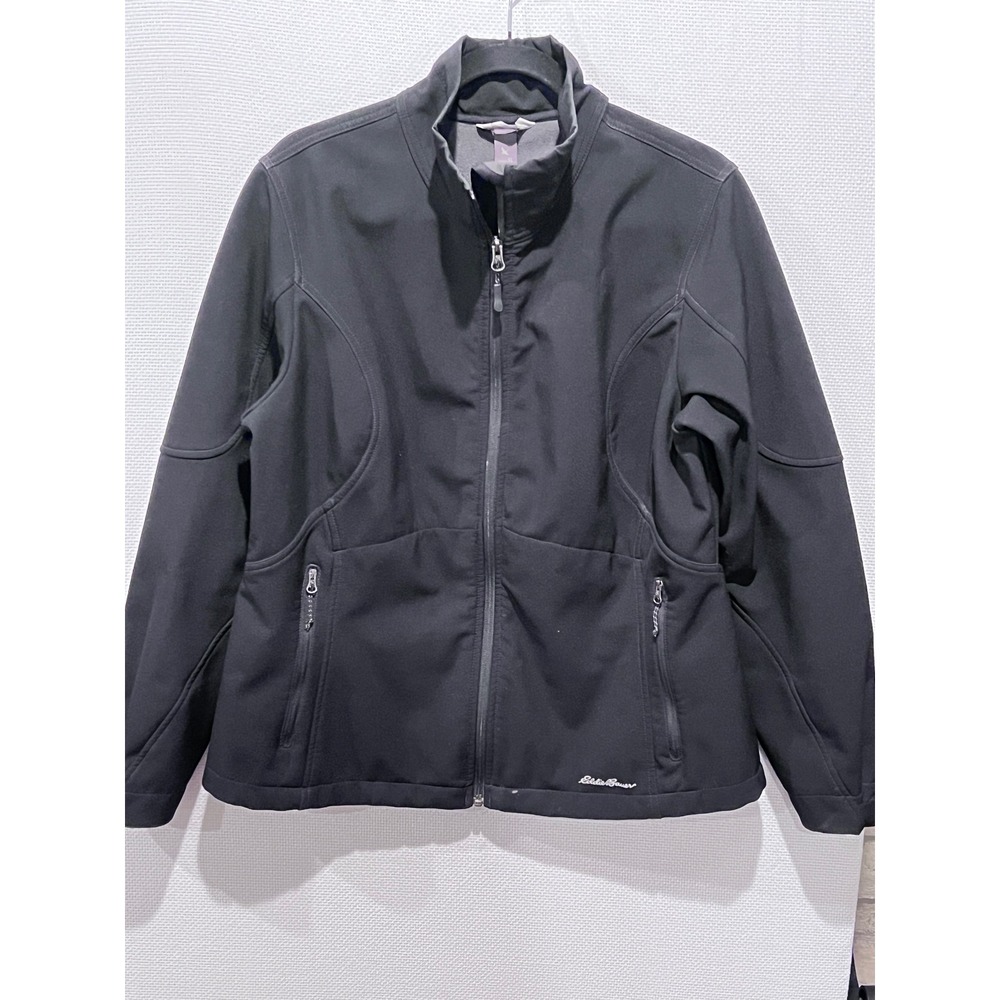Eddie Bauer Womens Black Softshell Jacket Full Zip Water Resistant Size XL - Picture 1 of 13